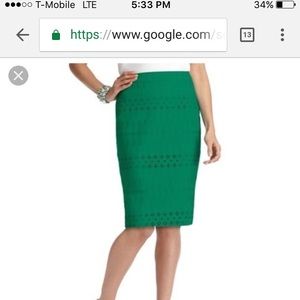 Ann Tailor LOFT green eyelet skirt sz2